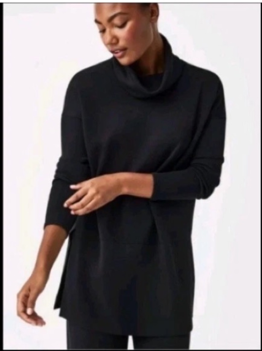 Spanx AirEssentials S Turtleneck Tunic in Very Black Oversized Comfort Everyday